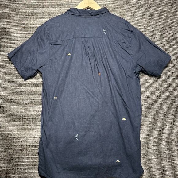 Rip Curl Shirt Men's L Blue Short Sleeve Button Up Embroidered Logos Pocket - Picture 11 of 13